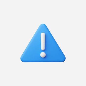 A blue triangular warning icon with a white exclamation mark. vector