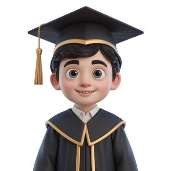 Happy young graduate in cap and gown isolated on transparent background png
