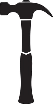 Silhouette of a hammer a tool for construction projects repairs and home improvement in black and white illustration style vector