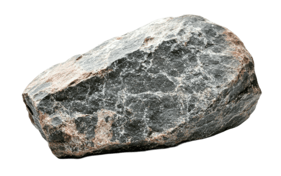 Rough green speckled mineral rock isolated on transparent background png