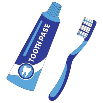 Toothbrush with paste in flat cartoon style, isolated perfect for oral care education, hygiene product packaging and dental health graphics vector