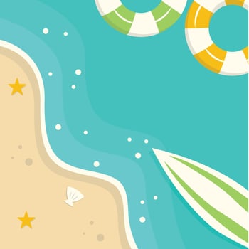 Top View Beach Background with Cartoon Style vector