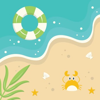 Top View Beach Background in Cartoon Concept. vector