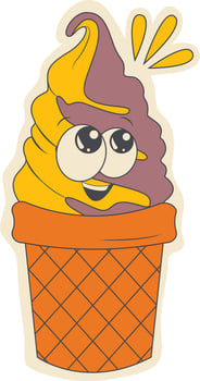 Retro Cartoon Sticker. Isolated on White Background. vector