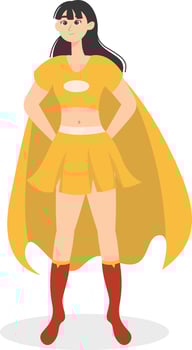 Woman Superhero Character in Cartoon Style. vector