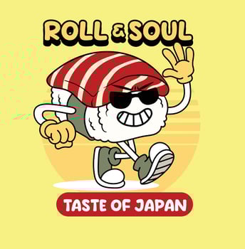 Sushi character with sunglasses and cap vector