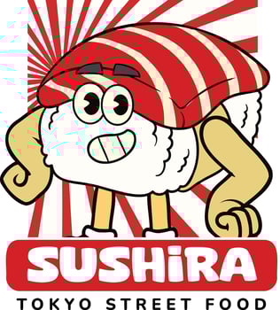 Cartoon sushi character in red hat vector