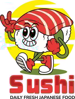 Cartoon character sushi with a smile vector