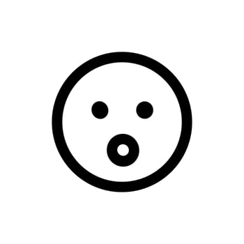 Simple Outline Scared Emoticon with Big Eyes and Mouth Icon vector