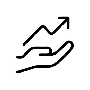 Simple Line Art Hand Holding Growth Chart Icon Illustration Design vector
