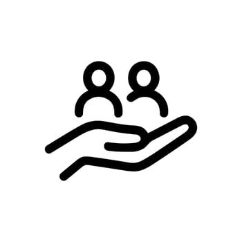 Minimalist Lineart Hand Holding Two People Symbol Business Icon vector