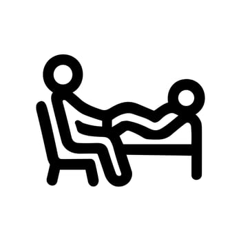 Minimalist Outline Physiotherapy Session Symbol Showing Patient and Therapist Icon vector