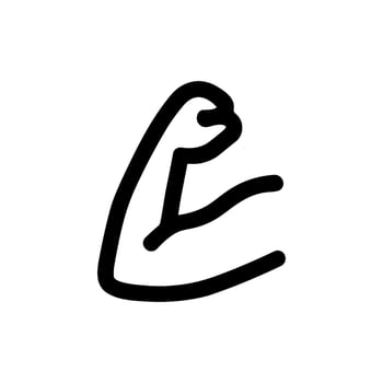 Simple Handdrawn Muscular Arm Outline Shape Element Clip Art vector