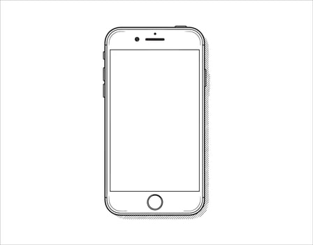 Illustration of a smartphone. The phone is placed on a plain white background. illustration vector