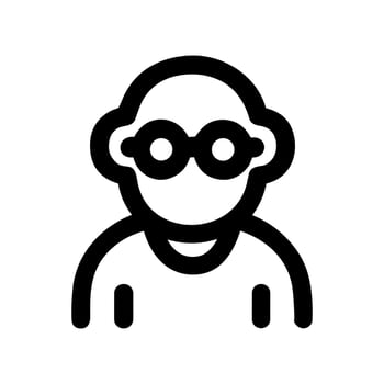 Simple Line Drawing Man Wearing Glasses Avatar Icon Graphic vector