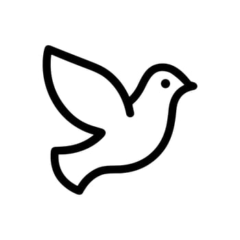 Simple Line Art Flying Dove Icon Outline Shape Bird vector