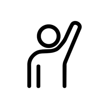 Minimalist Outline Figure With Raised Hand Simple Shape Icon vector