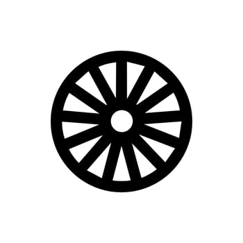 Simple Flat Style Cart Wheel Shape Ancient Transportation Element Icon vector
