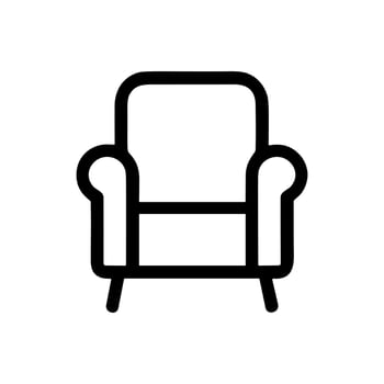 Simple Outline Drawing of a Comfortable Armchair Seat Furniture Icon vector