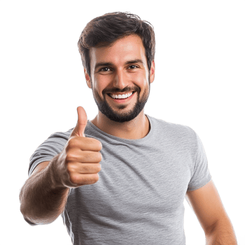Happy man showing thumb up sign isolated on transparent background png