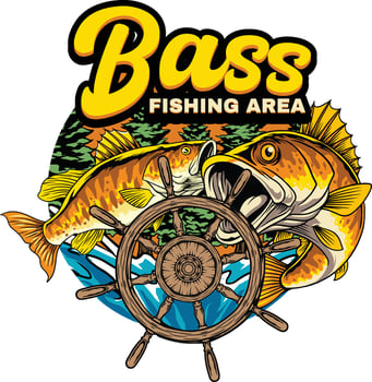Bass fishing area logo with fish vector