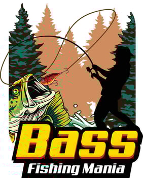 Fisherman catching bass in nature vector