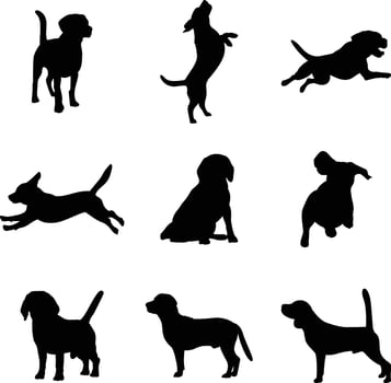 beagle dog silhouette vector