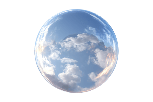Reflective sky sphere nature digital art calm png