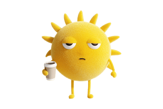 Sunny character drinking coffee cartoon style png