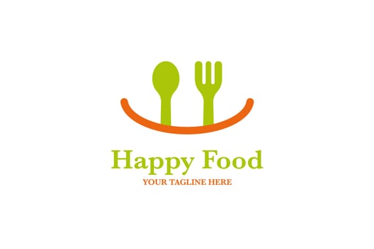 Restaurant happy food logo design template illustration vector