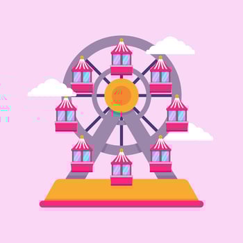 Colorful Ferris Wheel Flat Illustration vector