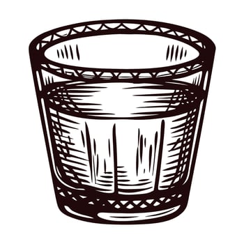 Hand drawn vintage illustration of a drinking glass filled with water isolated on white background vector