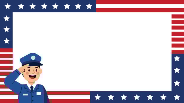 Police officer with American flag backdrop vector