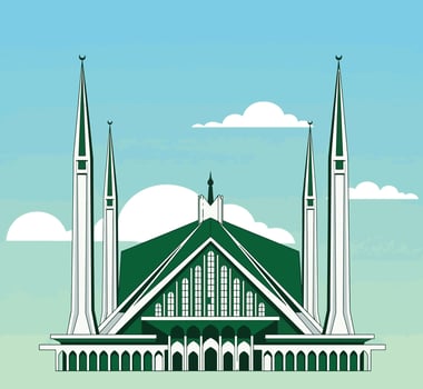 A clean, geometric of Faisal Mosque vector