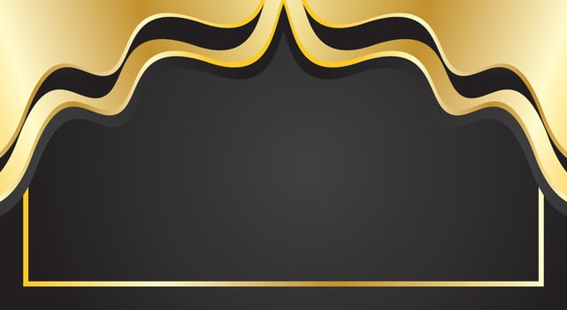 Black and gold dynamic wave background for certificate vector
