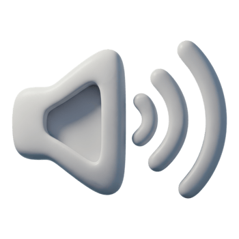 3d sound icon with sound waves, isolated on transparent background png