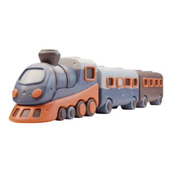 Clay toy train isolated on transparent background png