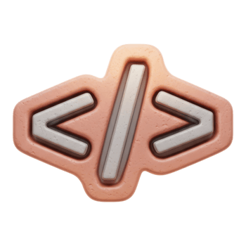 Clay code symbol with copper effect isolated on transparent background png
