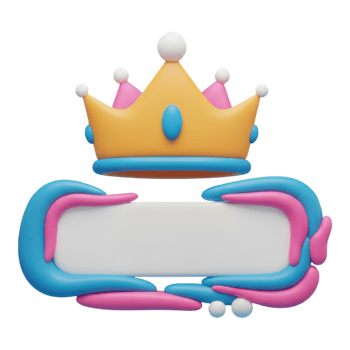 Royal crown with blank banner isolated on transparent background png