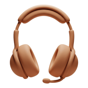 3d brown headphones isolated on transparent background png