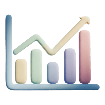 3d bar chart with upward trend isolated on transparent background png