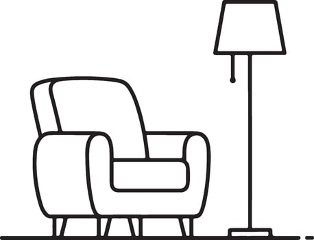 Art of minimalist chair and lamp isolated on white background, a simple and elegant design for interior decoration, perfect for modern living spaces isolated on white background vector