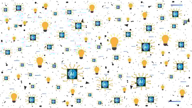 AI chips and light bulbs pattern vector