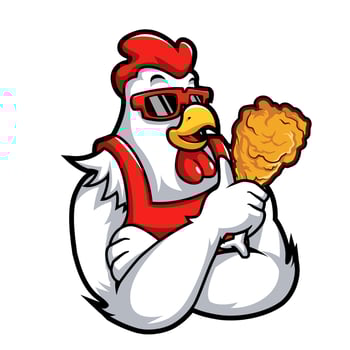 Cool chicken character with drumstick vector