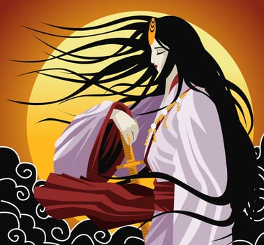 amaterasu japanese sun goddess vector