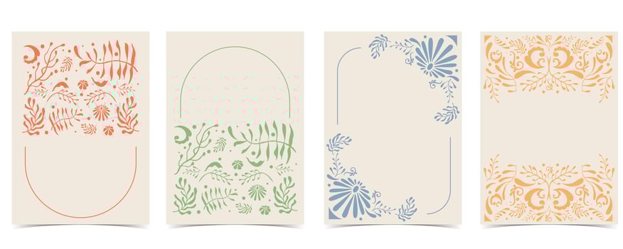 Vintage art flower frame background in nouveau line style for vertical A4 design vector