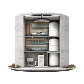 Large Concrete Tank with Pipes and Water png
