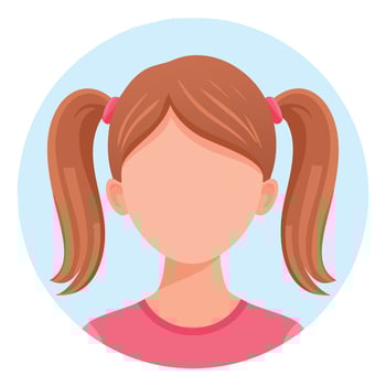 A girl with ponytails and a pink shirt vector