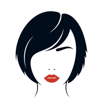A woman's face with short hair and red lips vector