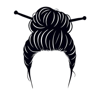 A woman's head with a bun in it vector